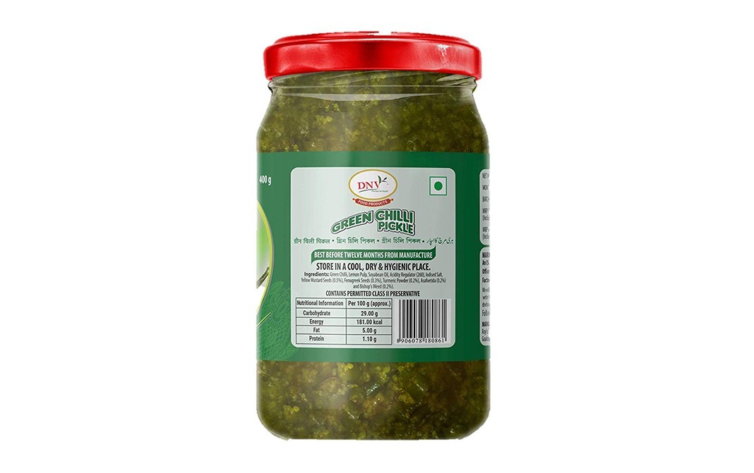 DNV Green Chilli Pickle    Glass Jar  400 grams
